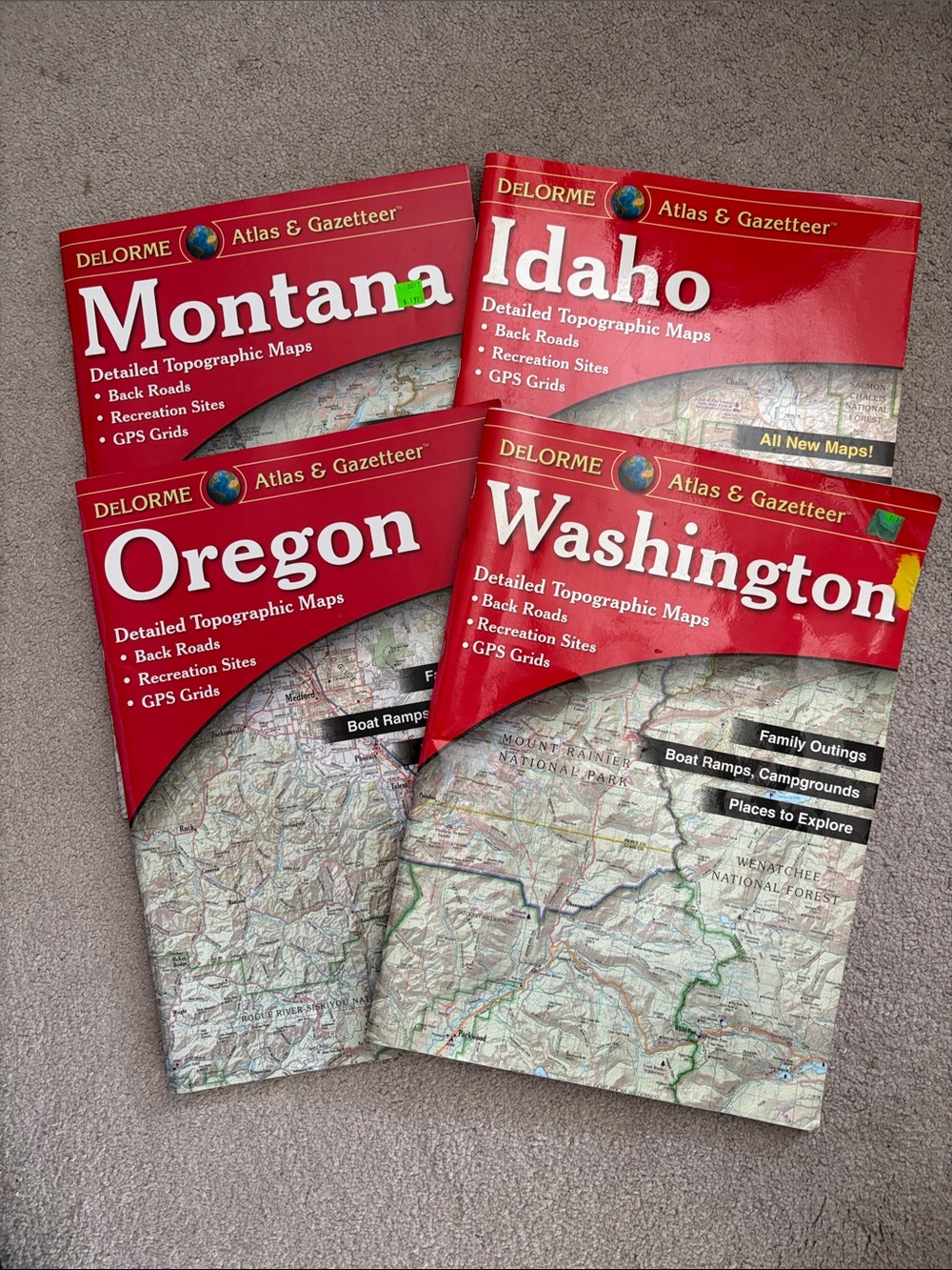 🛣️ DeLorme Map Books Montana/Idaho/Oregon/Washington Topographic Set